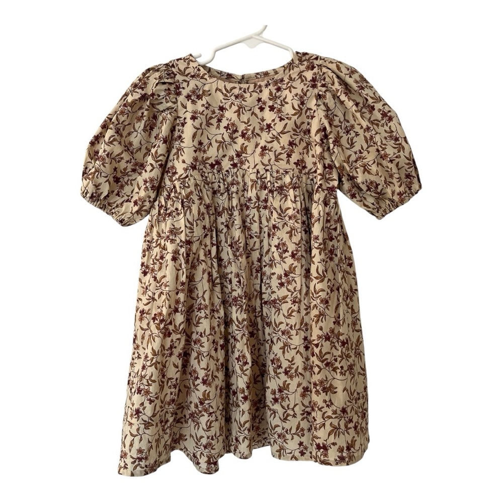 Nora Lee 4T Floral Kids Dress in Cream and Brown